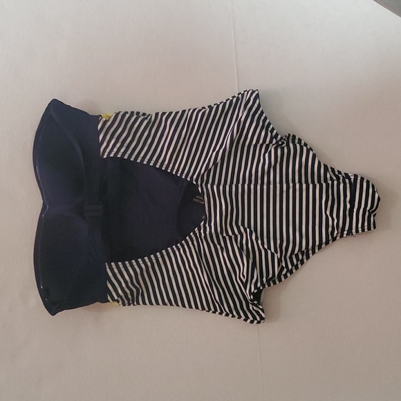 Niptuck Strapless Blue Stipes and Yellow band Swim Suit Size 6 Multi fit Cup - Picture 3 of 6